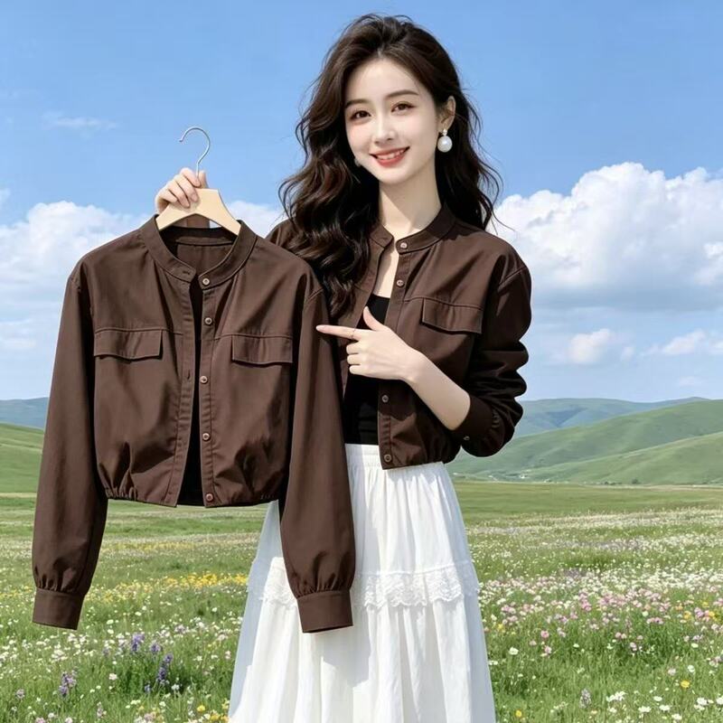 This Year's Popular Light and Mature Style Design Short Shirt Jacket for Women, Thin and Trendy for Petite Figures