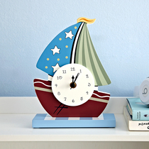 Mitu baby sailing theme decorations home small ornaments childrens clock mute creative desk cute pendulum clock