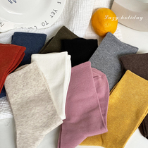 Lazy Holiday 10 color into solid color socks womens spring and autumn Japanese Morandi color simple wild socks mid-tube socks