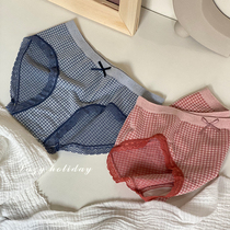 Lazy Holiday panties Women seamless lace mid-rise girl Japanese Modal cotton hip check briefs