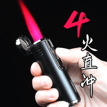 Baicheng windbreak lighter inflatable body creative personality red flame igniter moxibustion four straight Punch cigar cigarette lighter