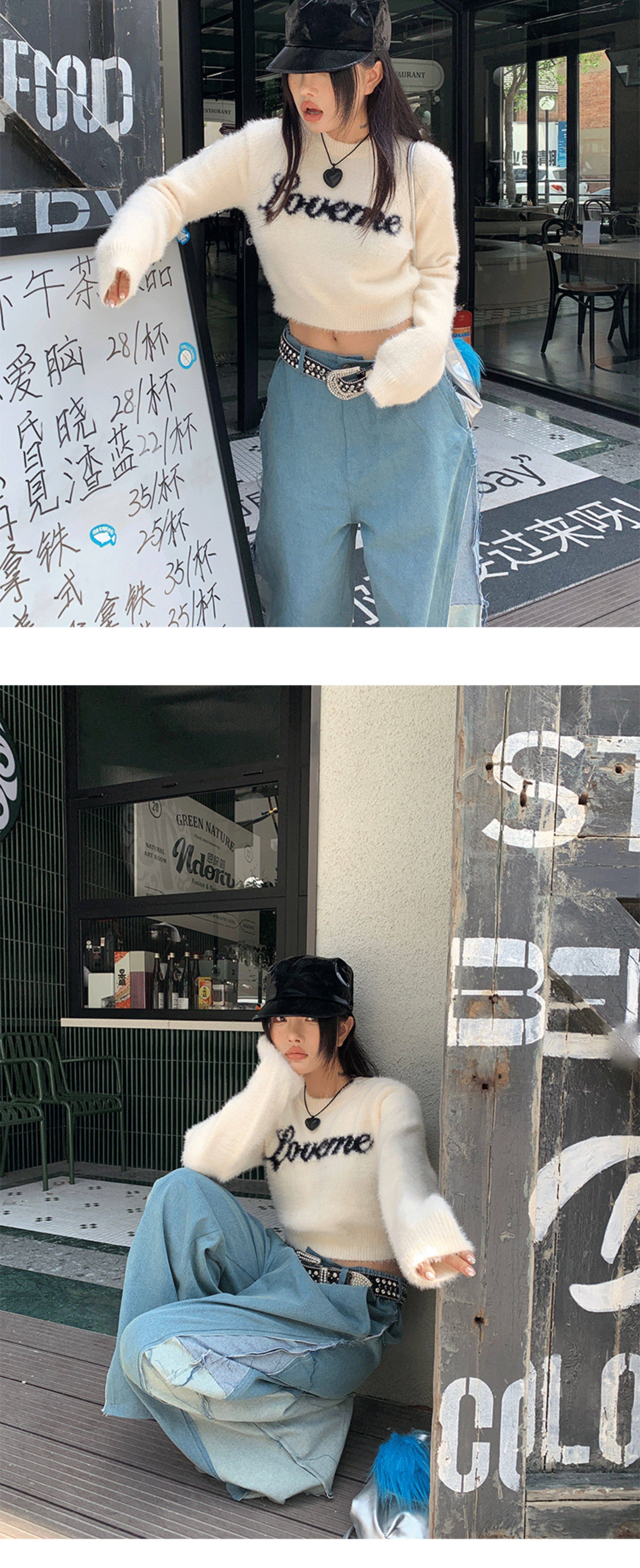 Women's Fluffy Strapless Sweater High Quality Winter Pullover_voghion.com