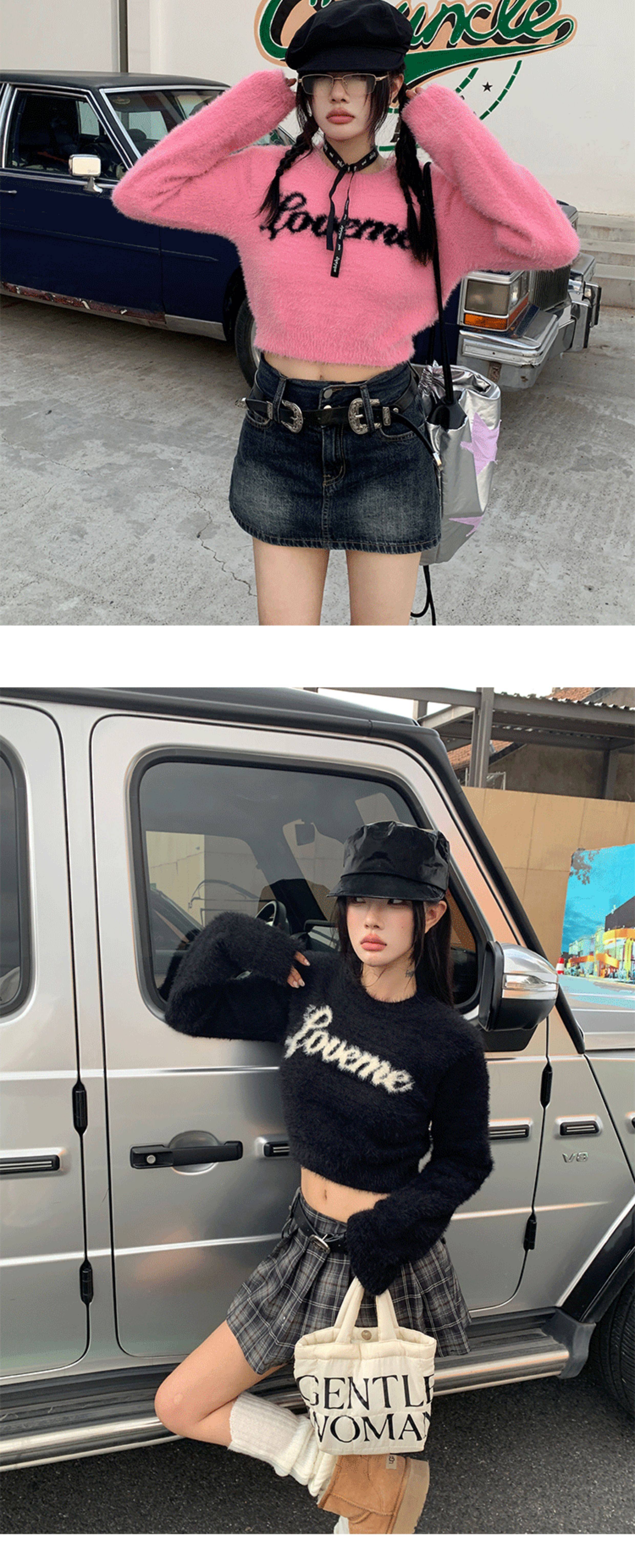 Women's Fluffy Strapless Sweater High Quality Winter Pullover_voghion.com