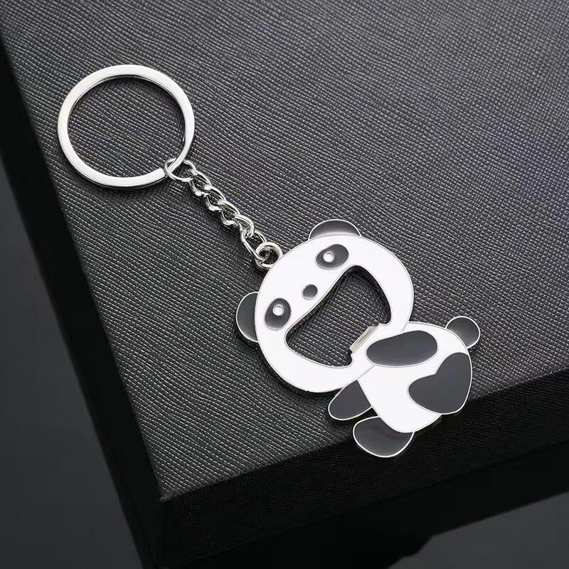 Creative Metal Panda Beer Bottle Opener Keychain Portable Wine Opener Pendant Cultural and Creative Gift Chengdu Panda