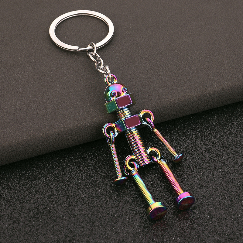 Factory Direct Sales Metal Robot Retro Handmade DIY Keychain Pendant Movable Robot Movable Screw Man Factory Direct Sales Metal Robot Retro Handmade DIY Keychain Pendant Movable Robot Movable Screw Man