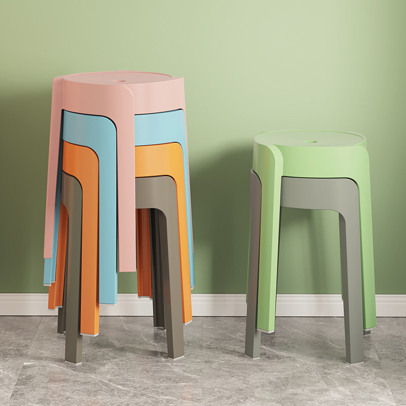 Plastic stool home thickened stackable round stool windmill stool bench simple modern dining table board chair high stool