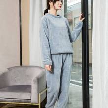 高品质暖暖裤珊瑚绒睡衣套装秋冬款