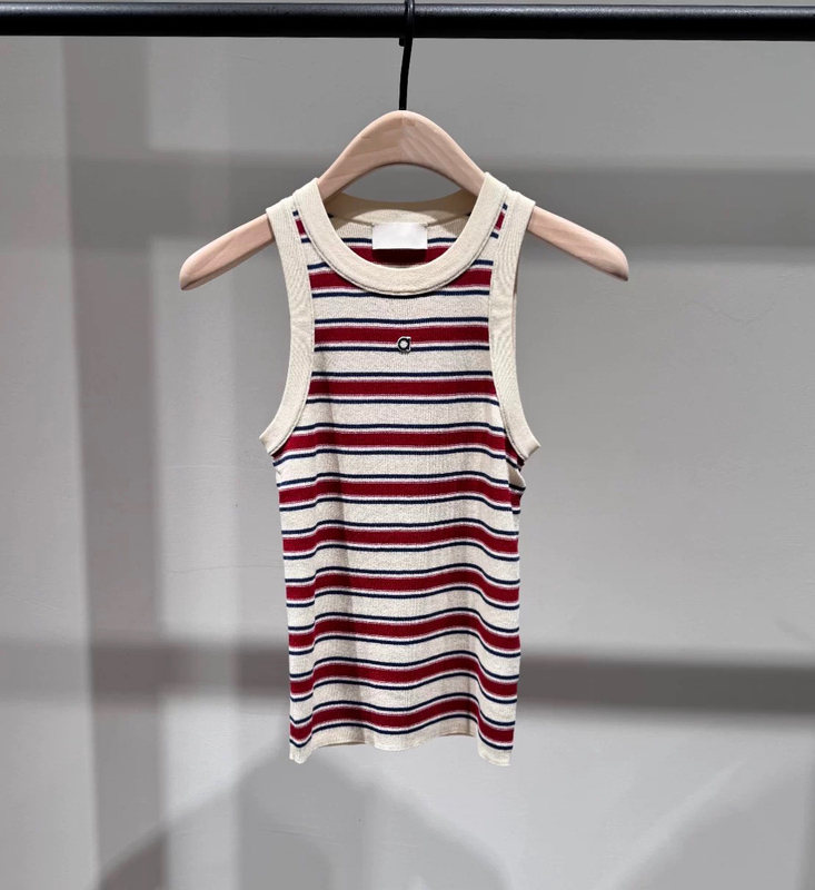 [Act Series] Authentic Vest 2026 Autumn New Product Striped Silk Cotton Knitted Round Neck Mbf3Swt044