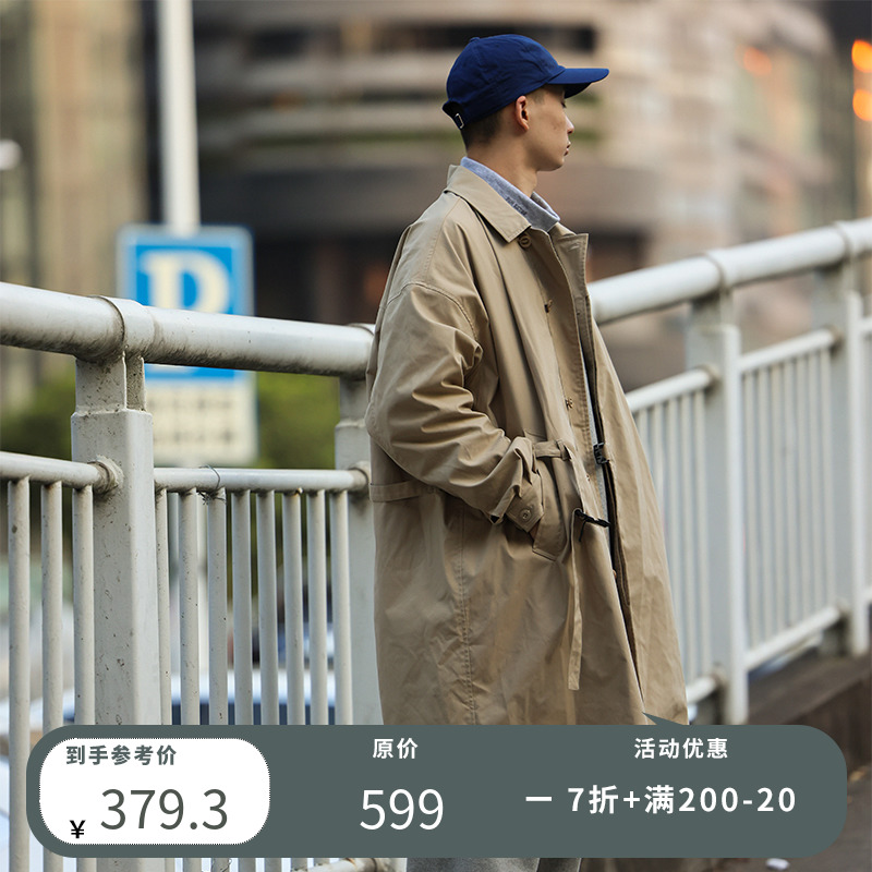 PIN SKTBS 21AW autumn new loose Japanese casual coat waterproof windbreaker mid-length coat for men