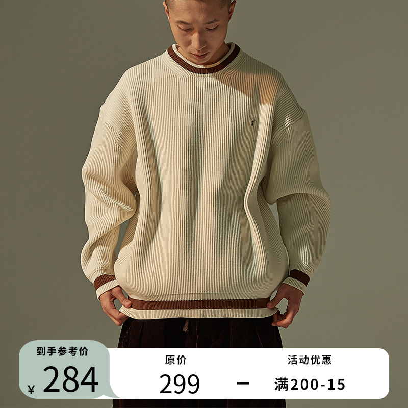 PIN SKTBS 22SS New Casual Versatile Contrast Color Sweater Japanese Pullover Commuter Knit Sweater Top Men
