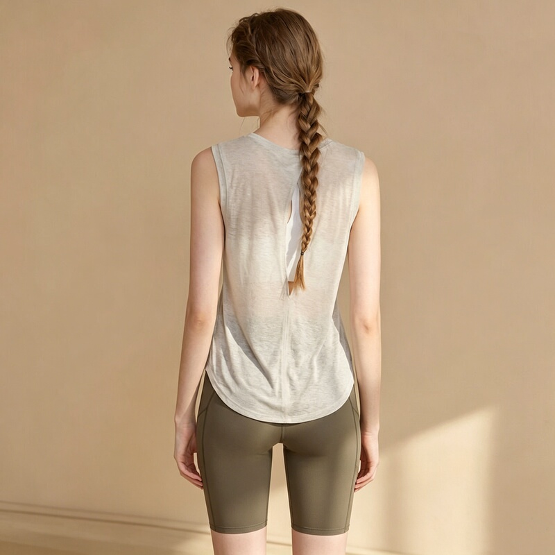 Lulu Vuru Loose Breathable Yoga Vest Women's Quick-Drying Sportswear Sleeveless Yoga Wear Cover-Up Fitness Wear Summer
