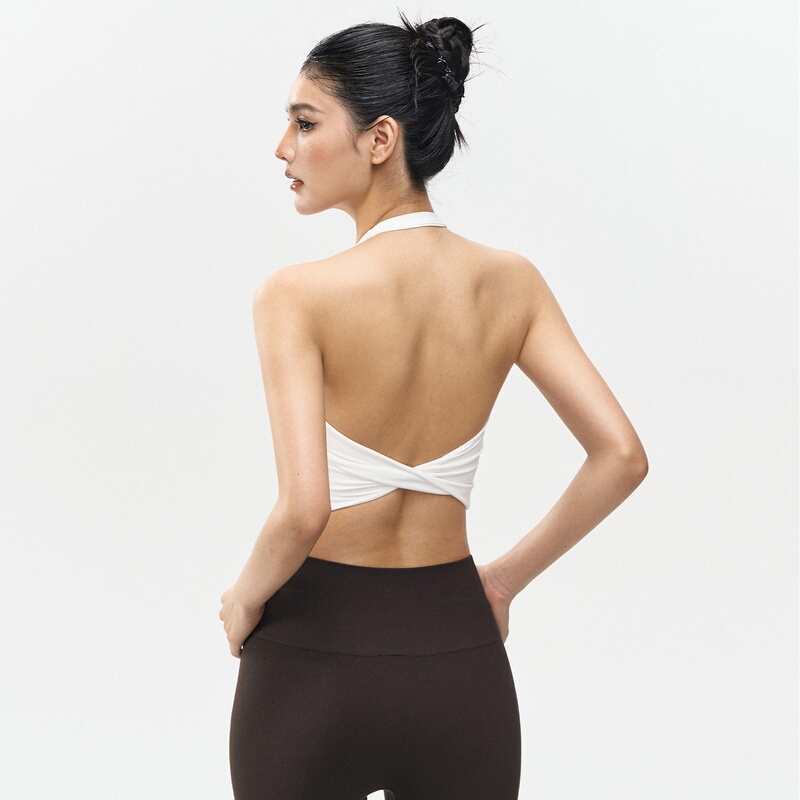 Lulu Vuru Halter Neck Sports Vest for Women, Backless Integrated Fitness Top, Running Training Yoga Sleeveless Underwear