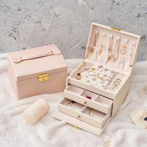 High-grade multi-layer jewelry box large capacity drawer type with lock jewelry box multi-function jewelry storage box