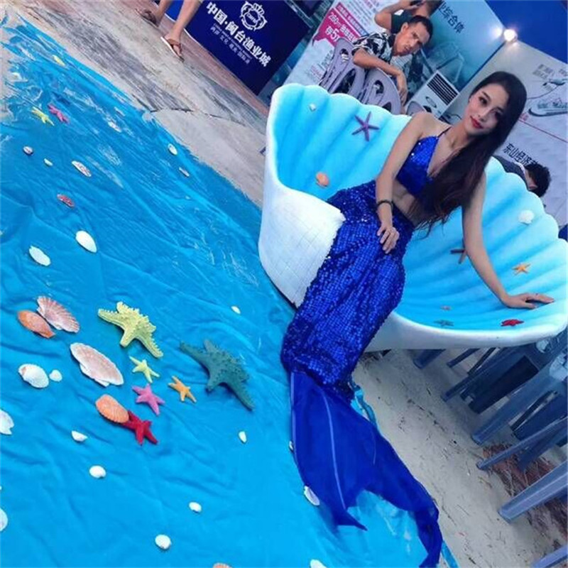 Hot selling spot blue shell chair sculpture photo studio wedding props underwater photography decoration window marine ornaments