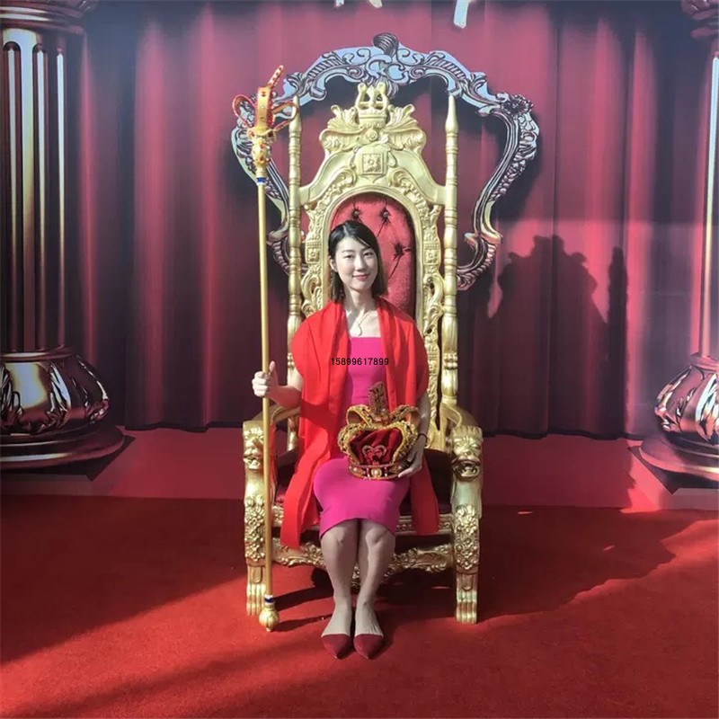 Luxurious Carved Flower Dragon Chair Throne Emperor Photo Gallery Photography Props Fiberglass Sofa Chair Single Chair Minima Resin