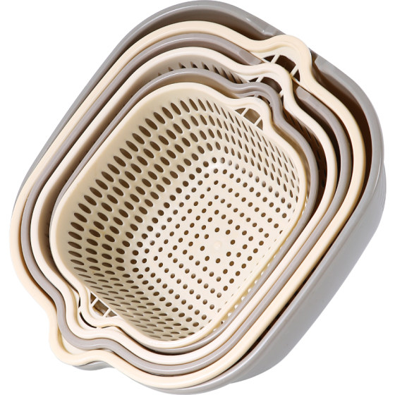 双层镂空洗菜盆沥水篮子厨房收纳多功能客厅家用水果盘洗水果菜篮