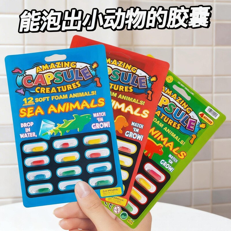 Water-Absorbing Capsules That Expand When Soaked in Water, Animal Sponges That Grow Larger When Wet, Dinosaur Triceratops Bath Toys for Children, Boys and Girls