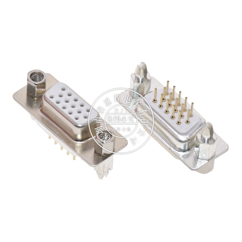HDP15 female three-row gold-plated riveting harpoon pin type 15 hole type DB15P VGA female seat
