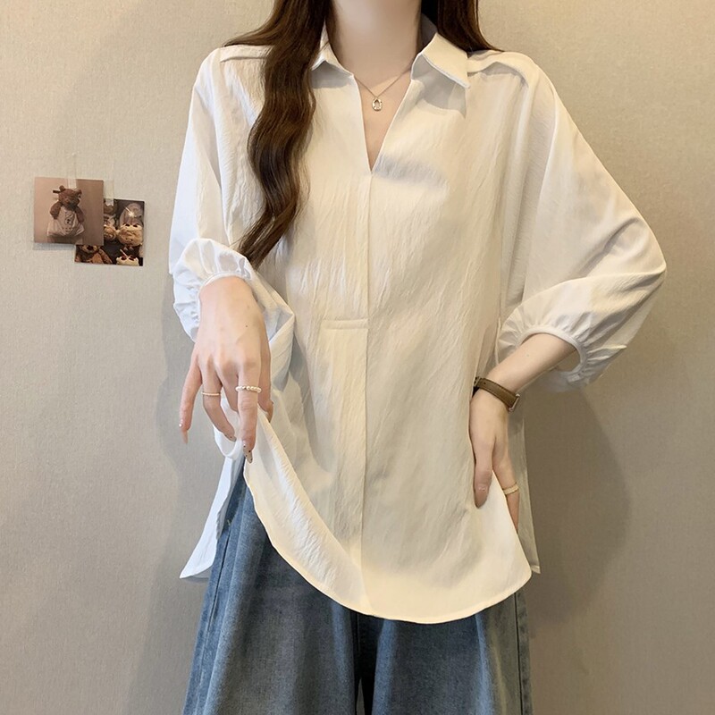 Spring New Style Simple Casual Design Loose Fit Covering the Body Retro Chic Niche Fashion Shirt Top 2026