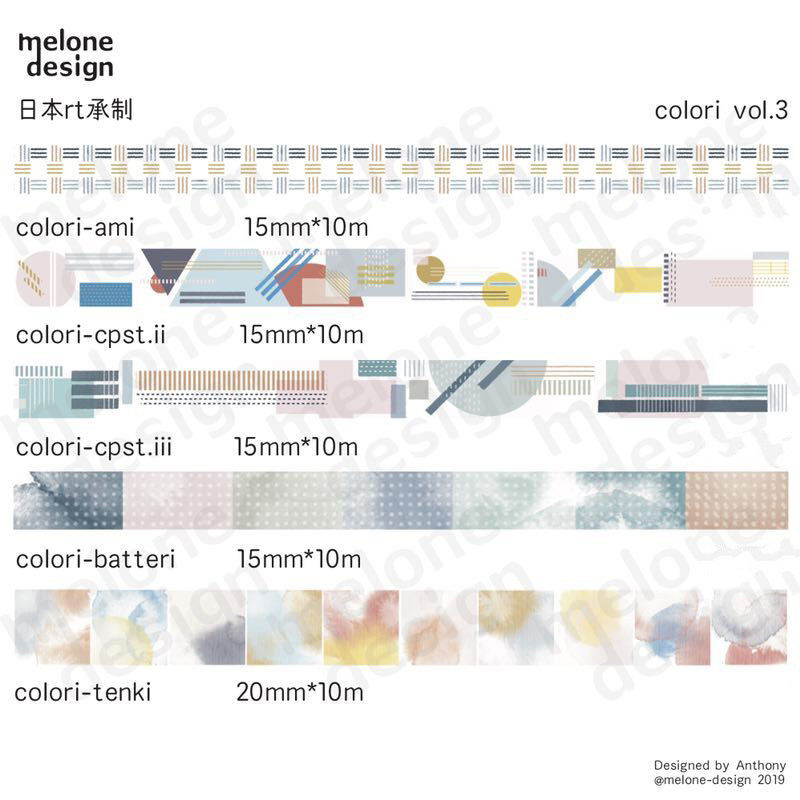 Japan RT made melone design original design colori vol 3 washi tape