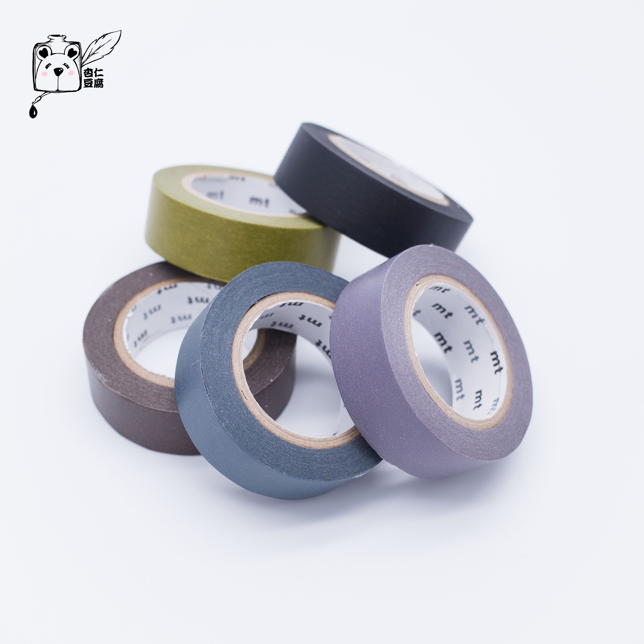 Japanese and paper mt tape decoration solid color hand account diy dark color tearable pure black tape basic model whole roll