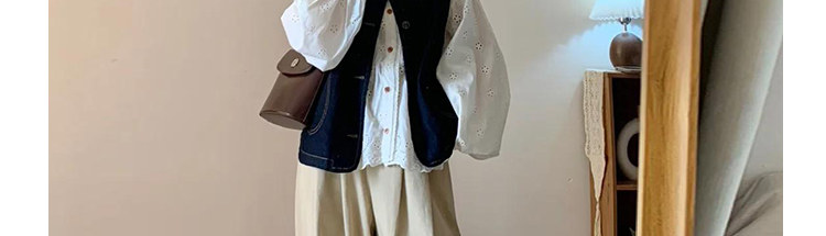 Maternity Wear Autumn Outfit Set 2026 New Retro Denim Vest Shirt Women's Wide-Leg Pants Casual Autumn Three-Piece Set — 5