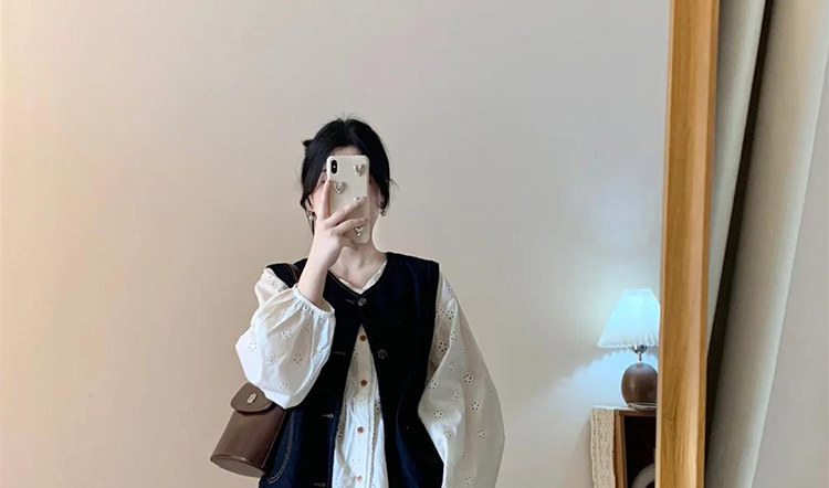 Maternity Wear Autumn Outfit Set 2026 New Retro Denim Vest Shirt Women's Wide-Leg Pants Casual Autumn Three-Piece Set — 25
