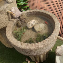 Old Stone Trough Meta-Treasure Basin Stone Carved Stone Grinding Flowing Water Swing Piece Water Bowl Imitation Ancient Fish Tank Cylinder Potted Wash Basin Round Stone Trough