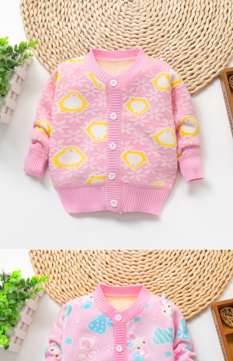 Bộ đồ bé trai cộng với quần áo nhung thu đông mới 0-2-3 tuổi bé trai và bé gái Áo len bé trai 3-6 tháng tuổi quần bơi bé trai