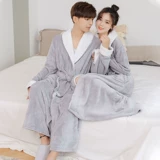 Демисезонный банный халат, удерживающая тепло фланелевая длинная цветная коралловая бархатная пижама, большой размер