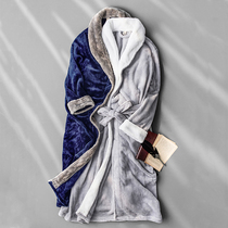 Winter flannel nightgown mens pajamas thickened female 200 kg plus fat plus size fat mm couple bathrobe extra long