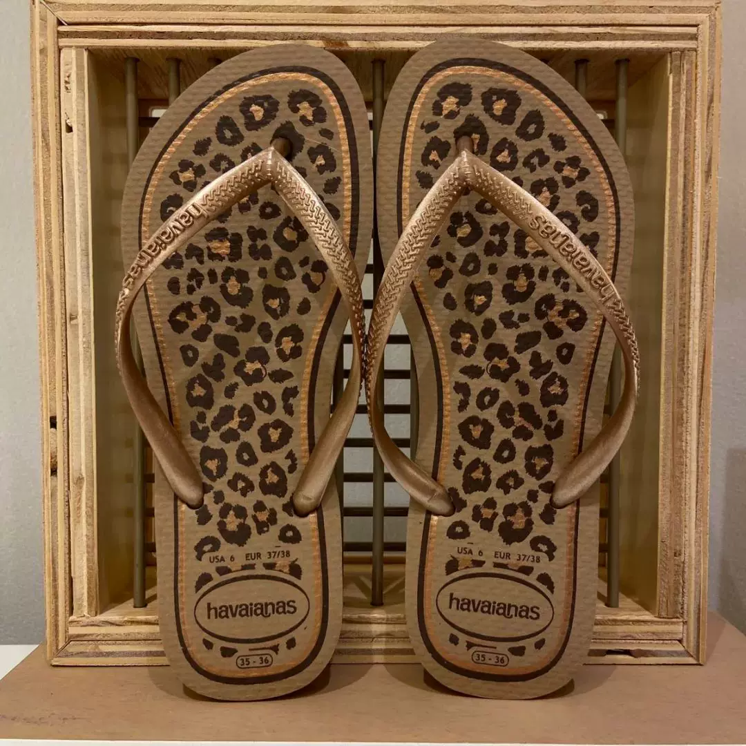 26 новых бразильских оригинальных Havaianas тонкие ремешки леопардовый принт подошва шлепанцы не скользят для повседневной обуви женщины