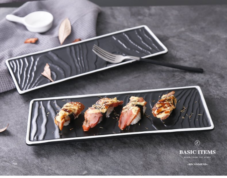 Hotel restaurant ceramic sushi plate strip plate plate plate cake dessert dish Japanese sashimi cold dishes