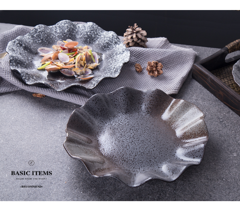 Specialty restaurant dish of lotus leaf dish of fruit dinner plate Japanese creative move up with ceramic plate