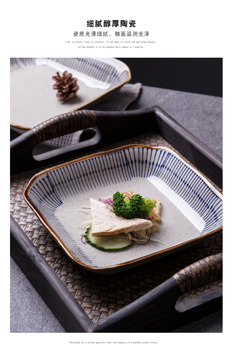 Ceramic sifang dish soup dish dessert plate dumplings plate sushi plate of fruit salad plate hotel tableware