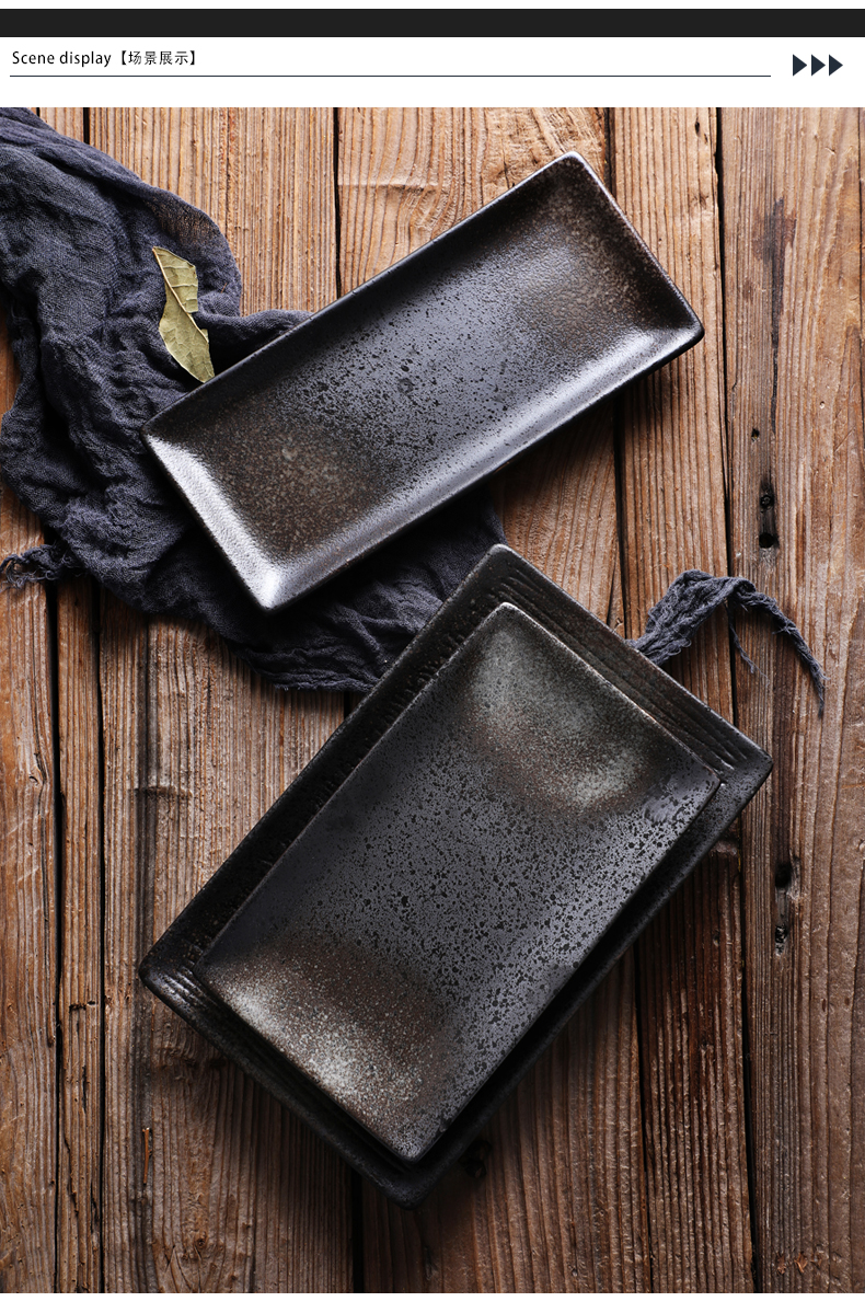 Snacks Japanese ceramic rectangular plate sushi plate bundt cake plate dessert plate plate plate western food restaurant business