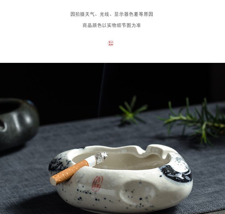 Creative ceramic ashtray office sitting room tea table of Chinese style restoring ancient ways practical ashtray household contracted move