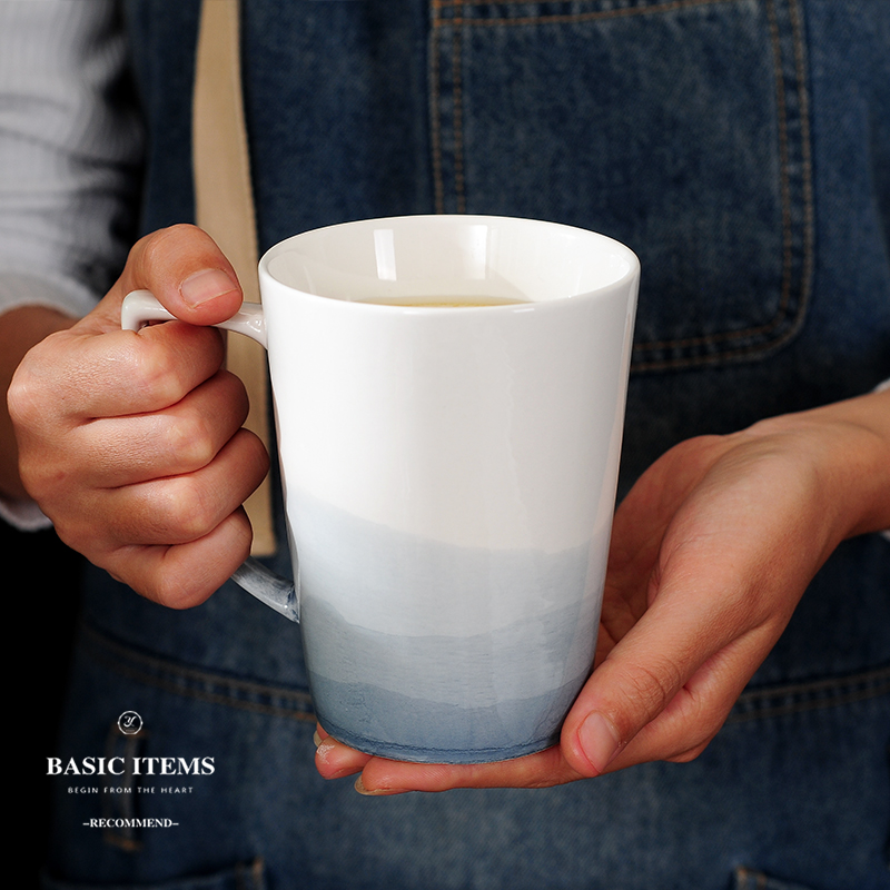 Creative contracted large - capacity glass ceramic cup mark cup milk cup coffee cup move household drinking cups