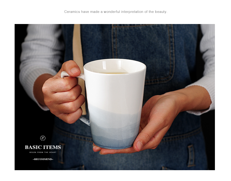 Creative contracted large - capacity glass ceramic cup mark cup milk cup coffee cup move household drinking cups