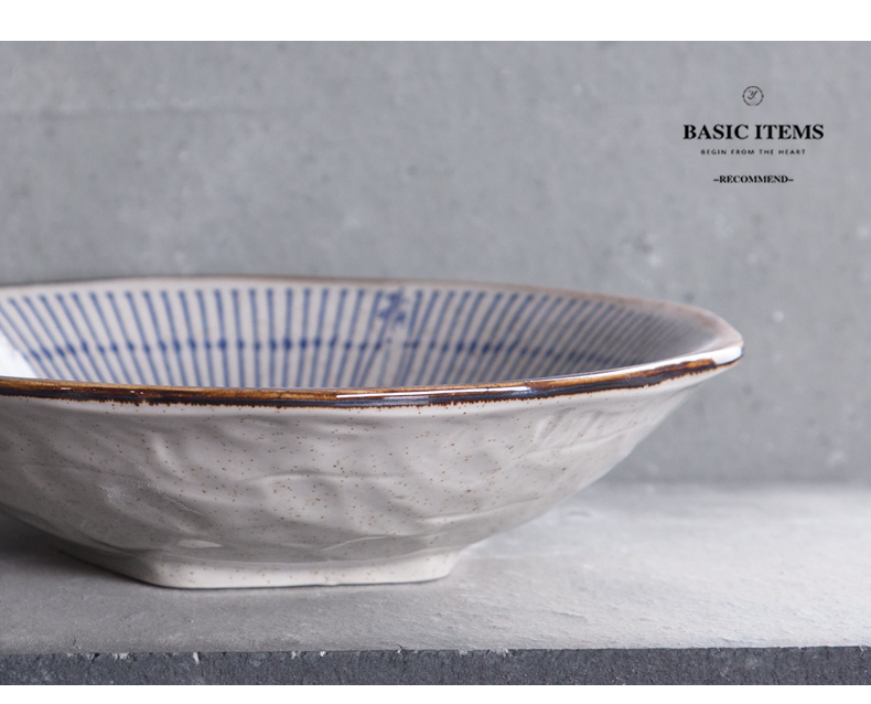Japanese creative 8 inch ceramic shallow bowl of beef noodles in soup bowl of soup bowl of household utensils bowl of fruit salad bowl bowl dish bowl