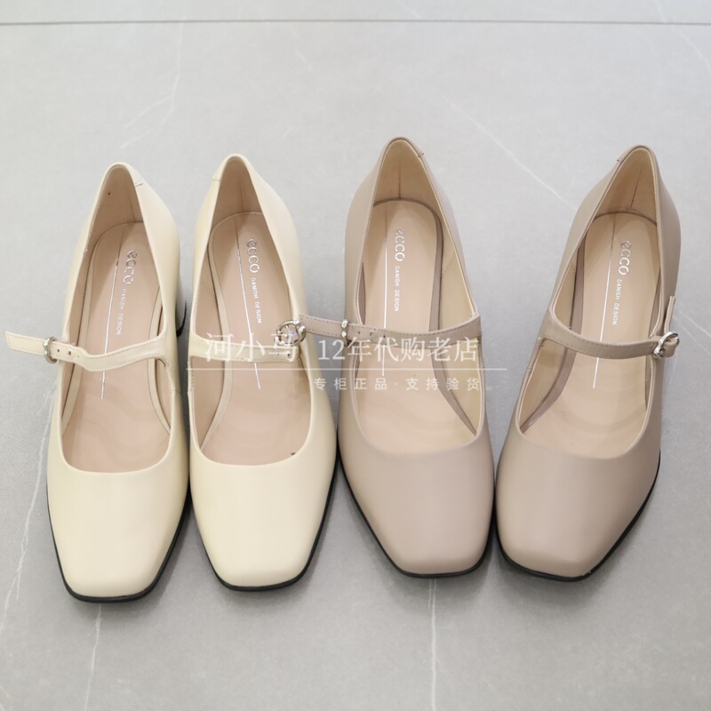 Ecco High-Heeled Shoes, French Elegant Women's Shoes, Thick-Heeled Single Shoes, Mary Jane Spring and Autumn Models, Genuine Products from the Counter 290963