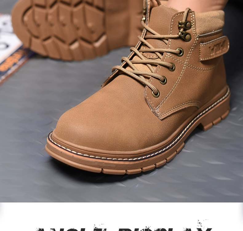 Labor protection shoes for men, winter steel toe caps, anti-smash and anti-puncture, lightweight, warm, high-top, wear-resistant, construction site safety work shoes