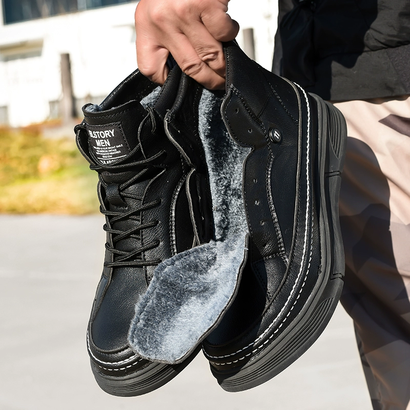 Giày bảo hiểm lao động nam an toàn mùa đông cao cấp chống va đập mũi giày bằng thép chống đâm xuyên công trường nhẹ cộng với nhung giày nam làm việc 