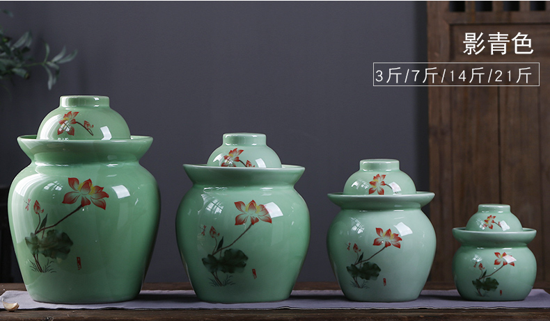 The Pickle jar jingdezhen ceramic household small pickled pickles pickles multigrain storage tank sealing Pickle jar