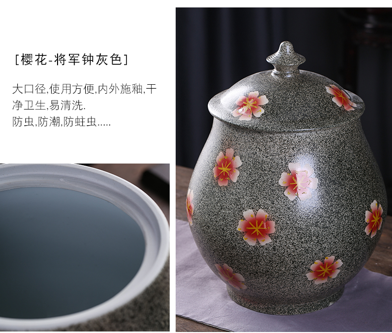 Barrel of jingdezhen ceramics with cover household rice storage box sealing insect - resistant 10/20 kg moisture rice such as pot ricer box