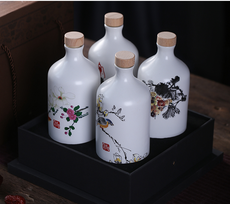 Jingdezhen ceramic bottle wine jar a kilo with ink and decoration of Chinese style hip flask sealed bottles household liquor bottles