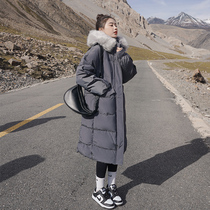 Cotton clothes woman medium length 2021 Winter fit new Korean version cotton clothes temperament over knee loose and long down cotton padded jacket thickened