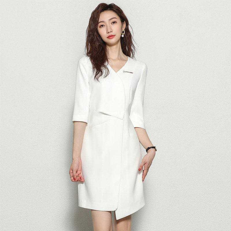 2025 Summer New Business Attire White Dress Slim Fit Workwear