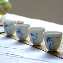 Heyun ceramic teacup kung fu teacup master cup pure handmade tea cup bubble painting tea cup set smelling cup black tea