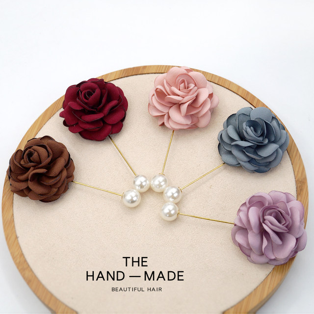 Corsage fabric flower one-word brooch feminine Korean professional coat cardigan pin decoration suit accessories for women